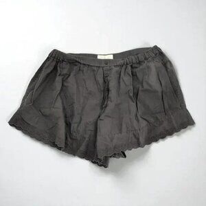 THE GREAT. Designer Eyelet Tap Short Sleep Shorts Gray Sz 3 (Large) Cotton Lace
